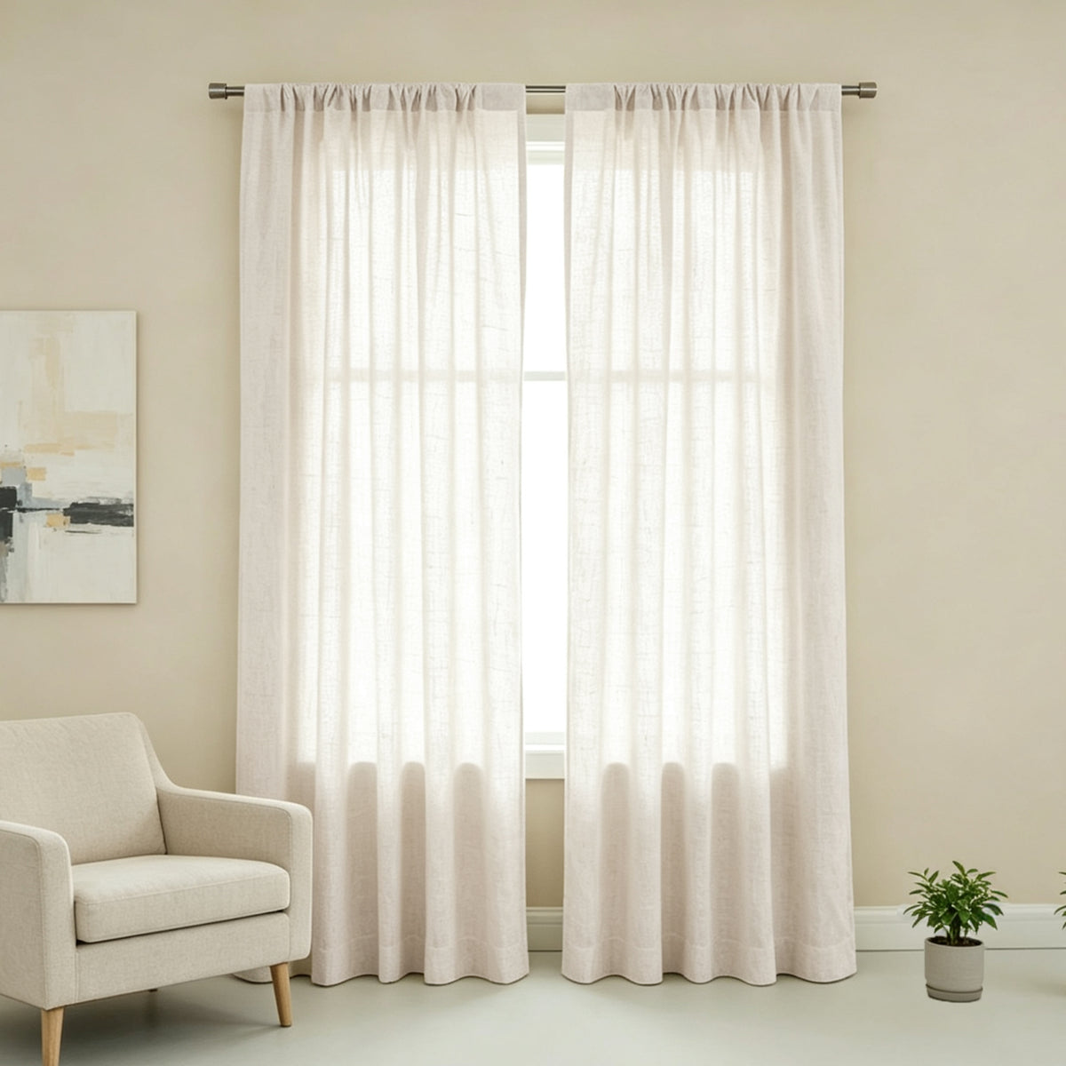 Linen Textured Sheer Curtains